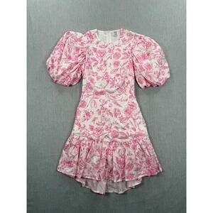 Cake For Dinner Claire Puff Sleeve Garden Toile Pink White Floral Mini Dress XS
